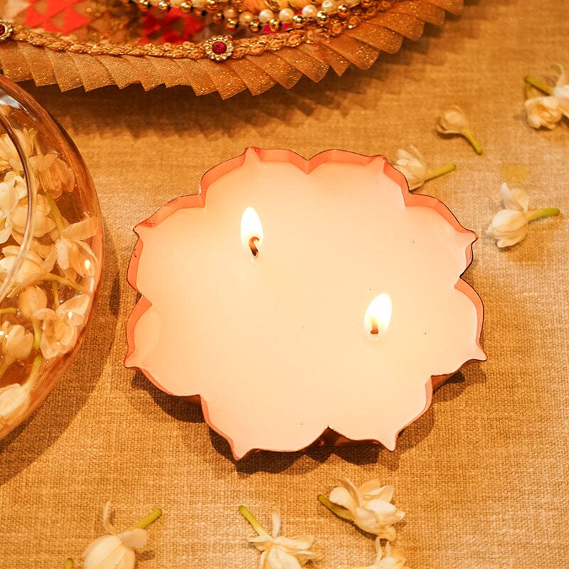 Copper Finished Floral Petite Candle Urli