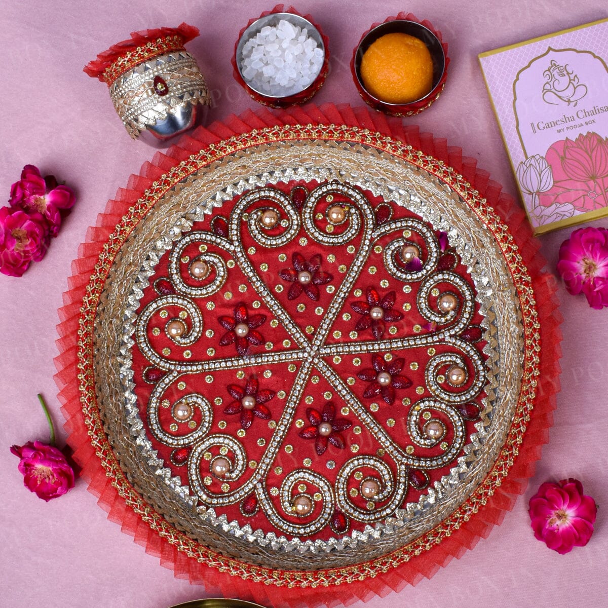 Red Ruby Royalty Pooja Thali Set