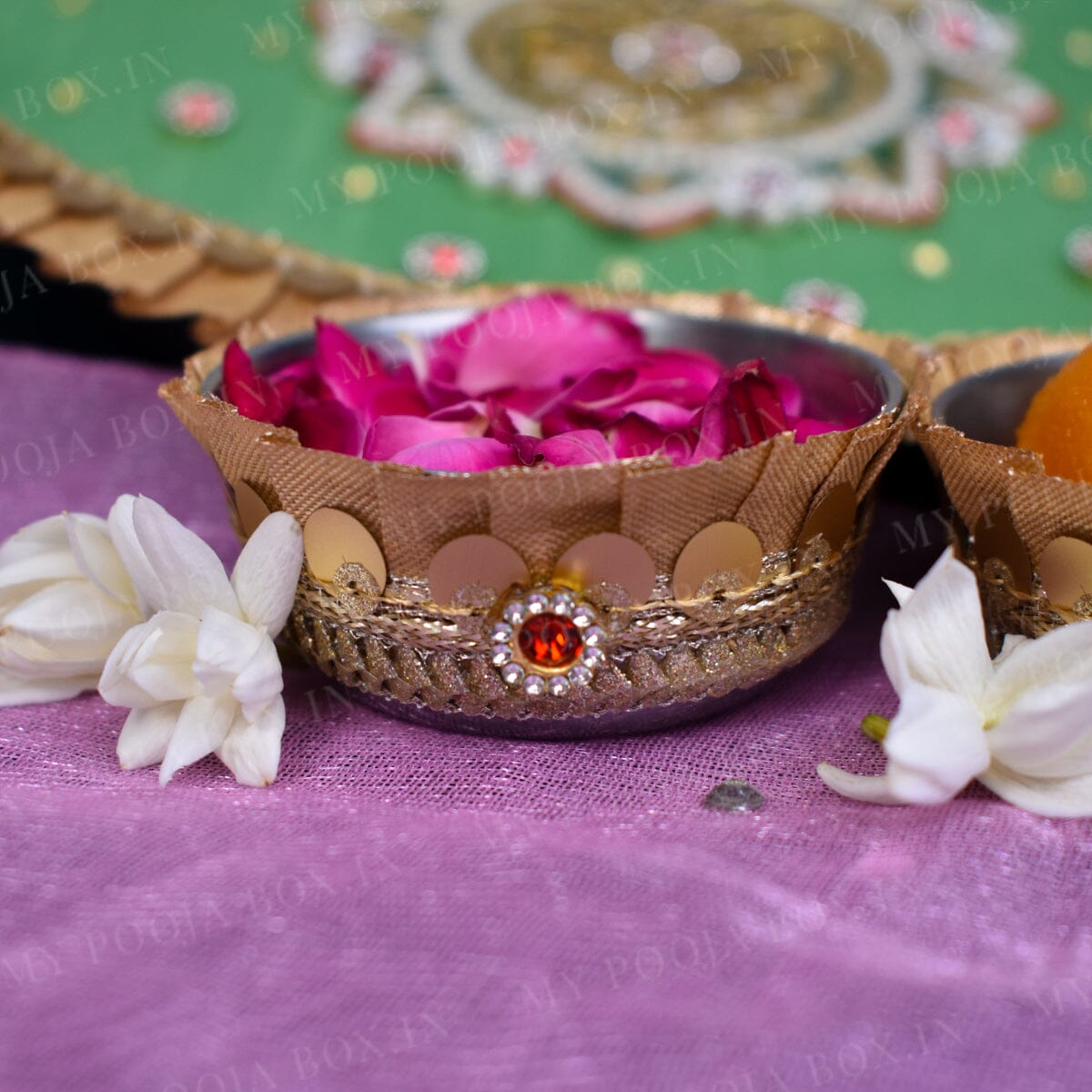 Green Bagicha Pooja Thali Set