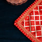 30x30 Velvet Pooja Mat Aasan Golden Red