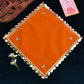 30x30 Velvet Pooja Mat Aasan Orange