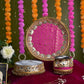 Pink Beaded Karwa Chauth Thali Set