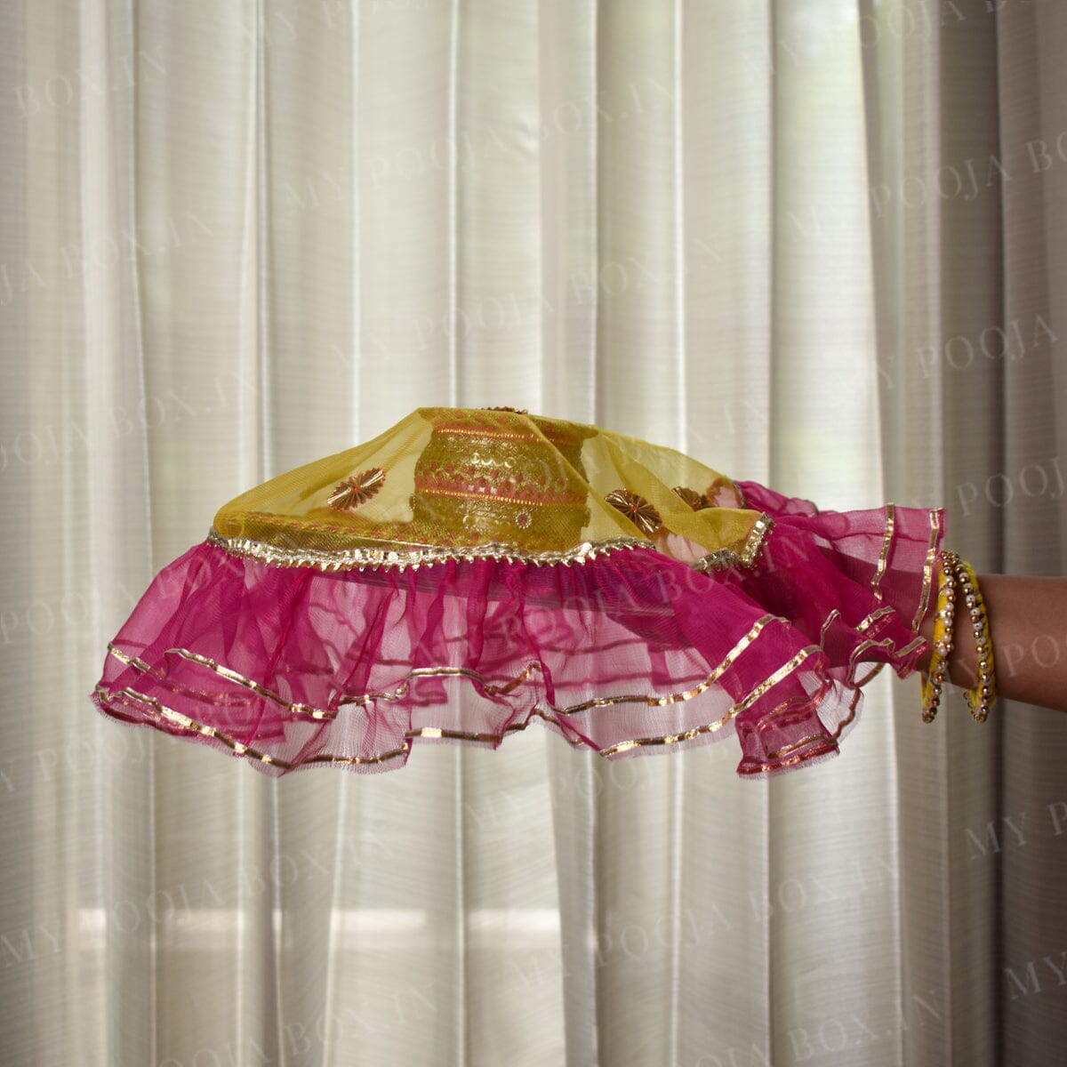 Charming Yellow & Pink Thali Cover