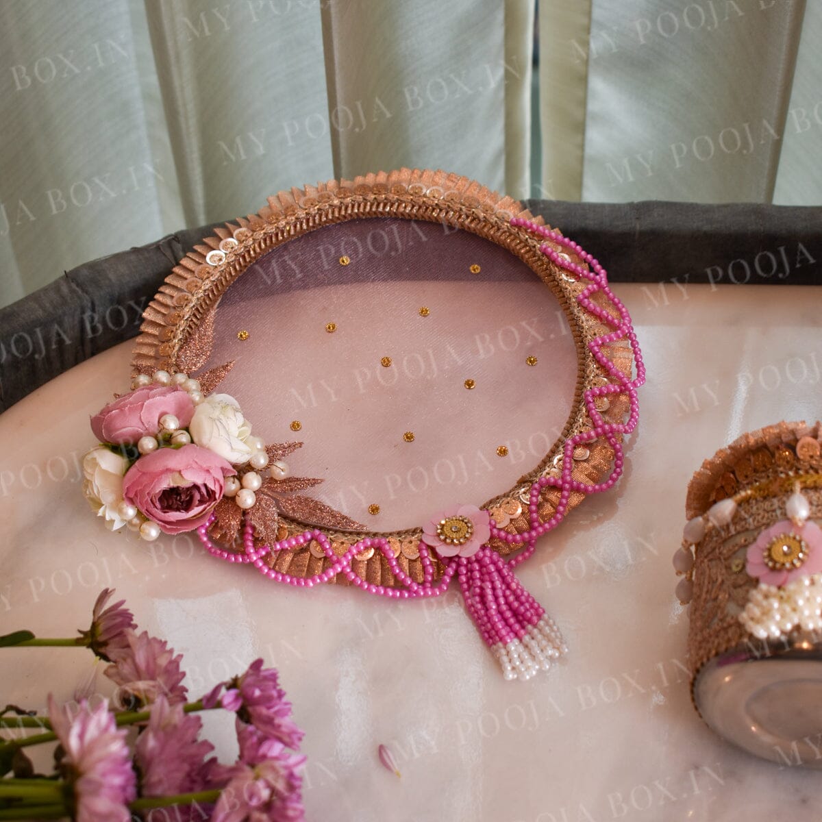 Pink Floral Luxe Karwa Chauth Thali Set