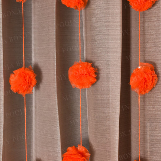 Orange Floral PomPom Backdrop Door Hanging Set Of 5