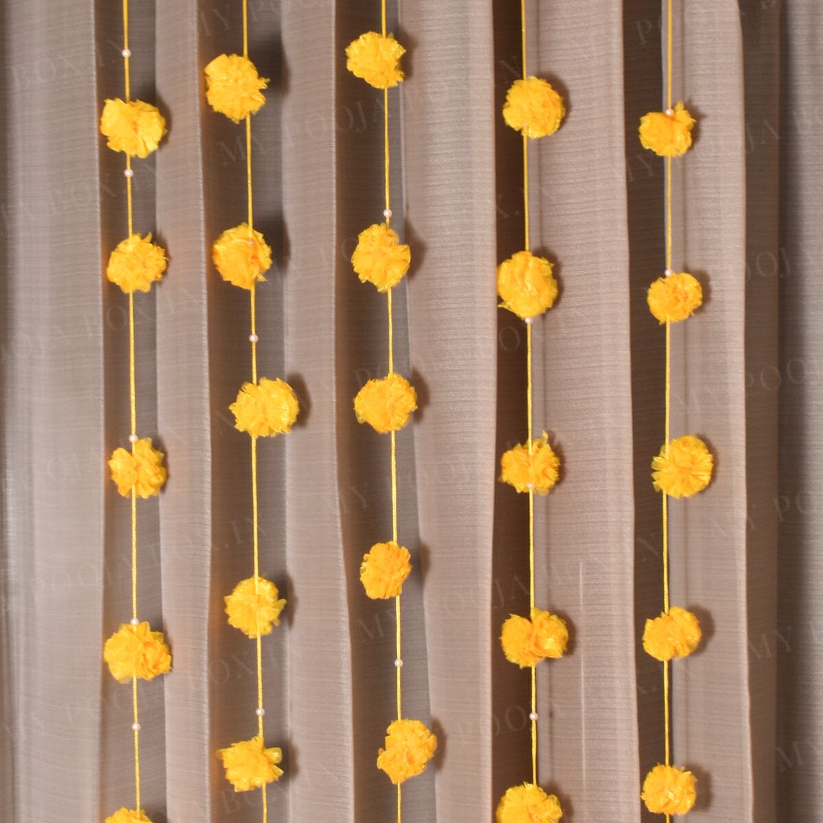 Yellow Floral PomPom Door Hanging Set Of 5