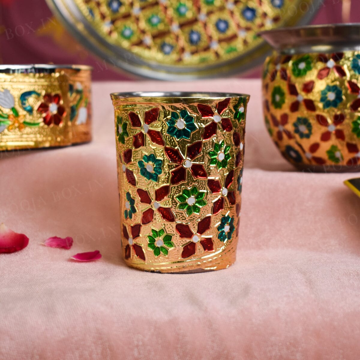 Beautiful Meenakari Karwa Chauth Thali Set