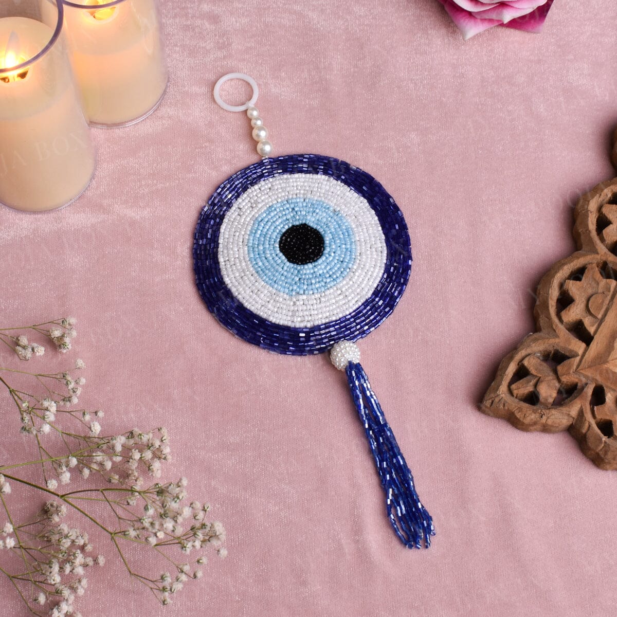 Glass Beaded Evil Eye Hanging