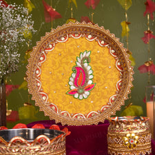 Yellow Maharani Karva Chauth Thali Set