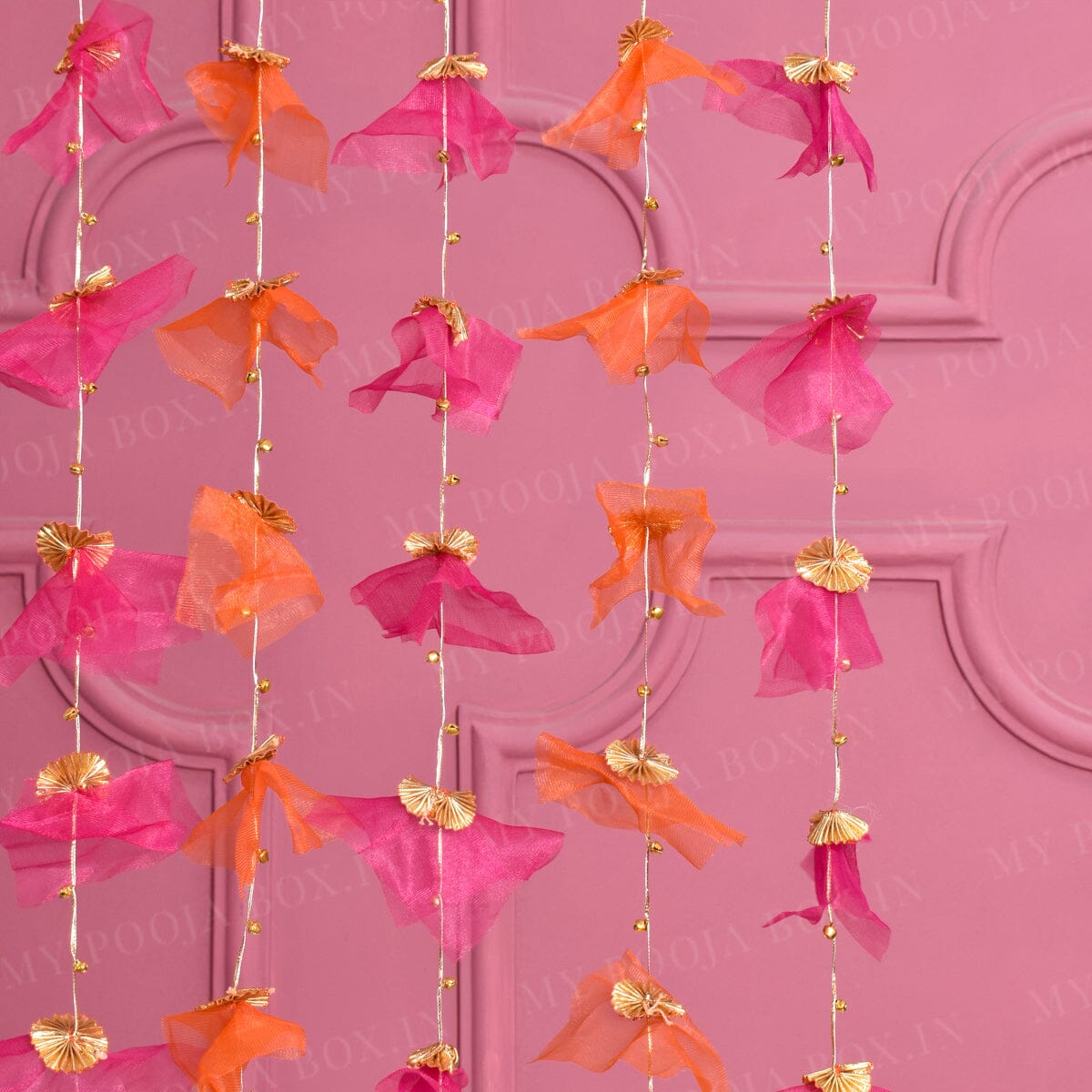 Pink & Orange Backdrop Hanging for Pooja Decoration 3.5FT x 3FT