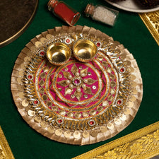 Rajwada Gota Patti Golden Pooja Thali 6