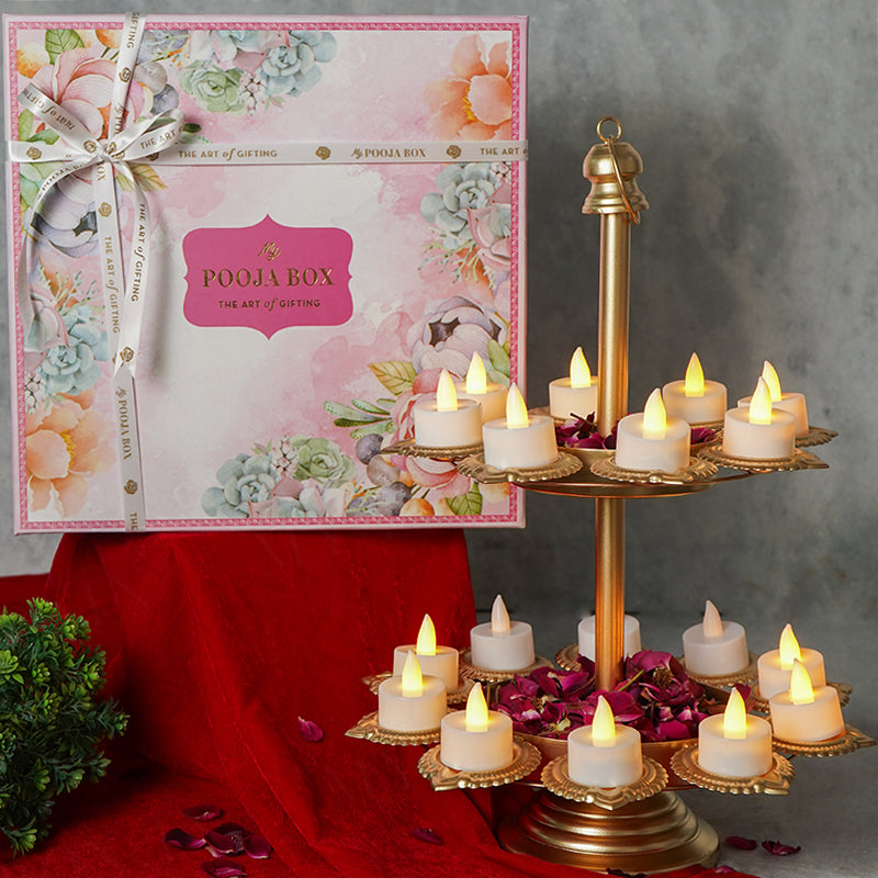 Exquisite Layer Diya Urli Stand Gift Box