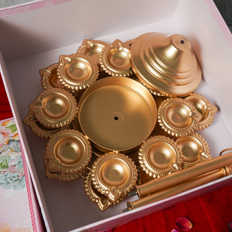 Exquisite Layer Diya Urli Stand Gift Box