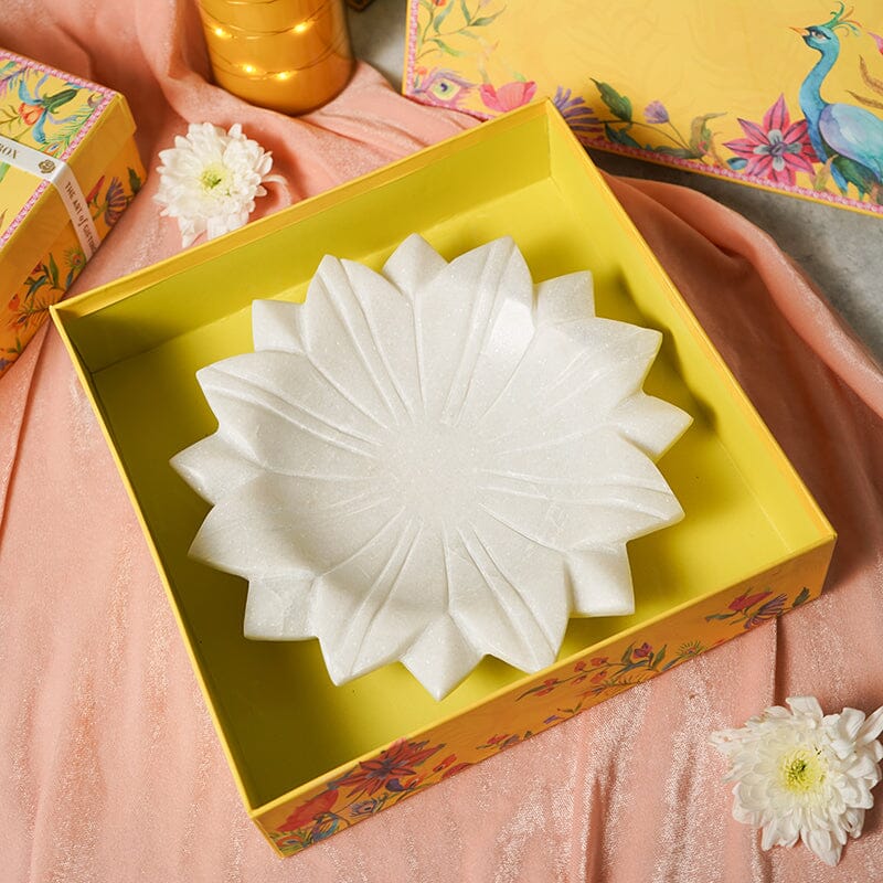 Exquisite Floral Marble Urli Gift Box