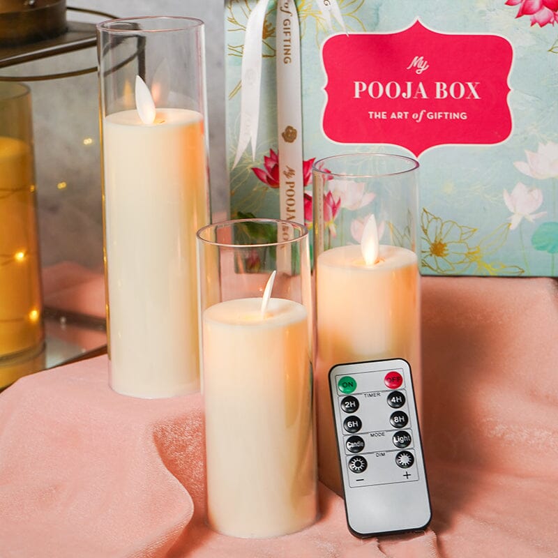 Flameless LED T-Light Pillar Candles Gift Box