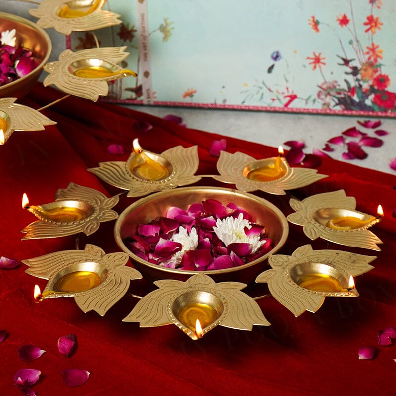 Astounding Lotus Diya Urli Gift Box