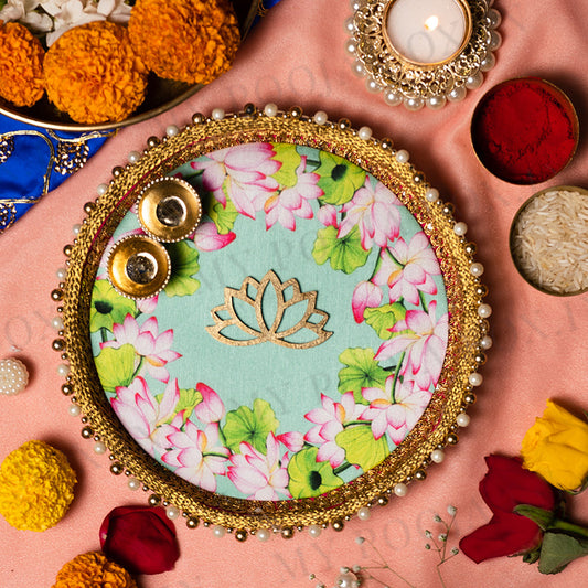 Buy Pooja Thali Set, Decorated Brass Pooja Thali for Wedding
