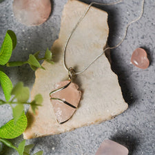 Raw Rose Quartz Crystal Pendant