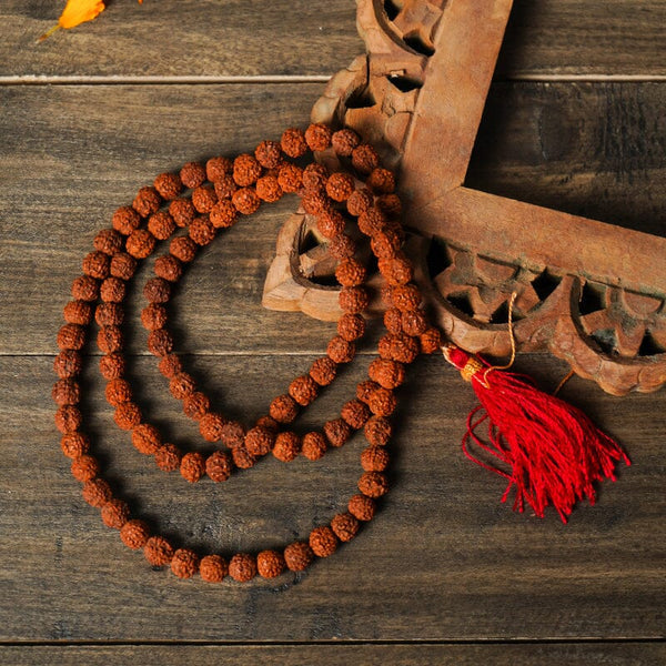 Buy Natural 5 Mukhi Rudraksha Mala Online in India - Mypoojabox.in