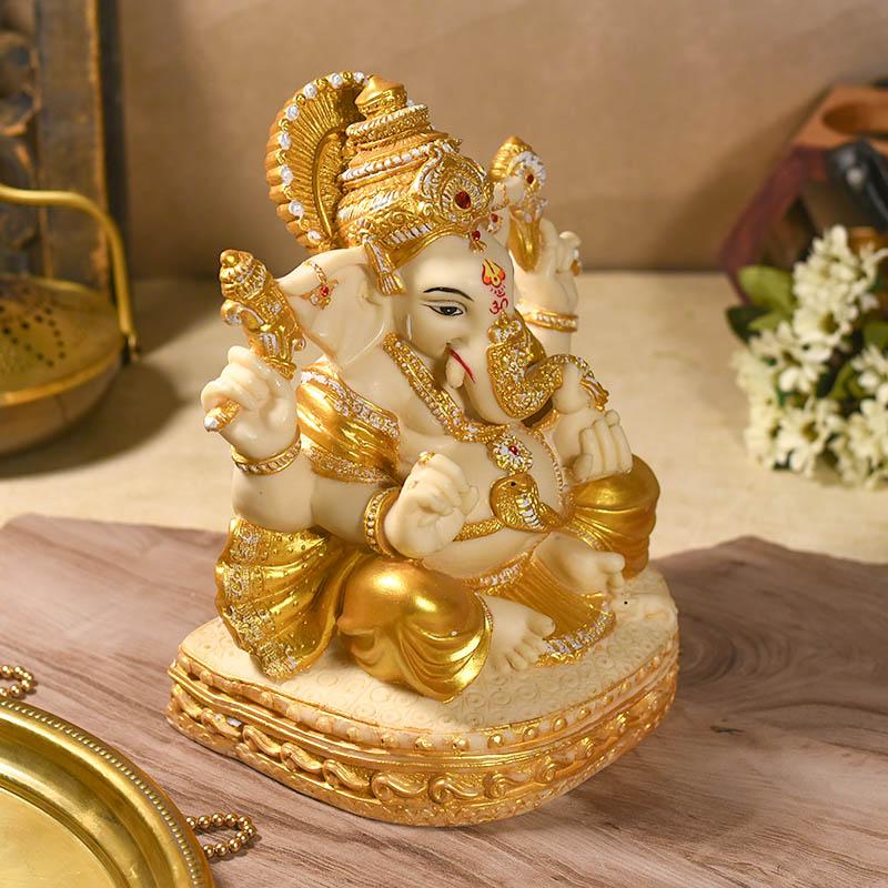 Divine White Gold Ganpati Idol