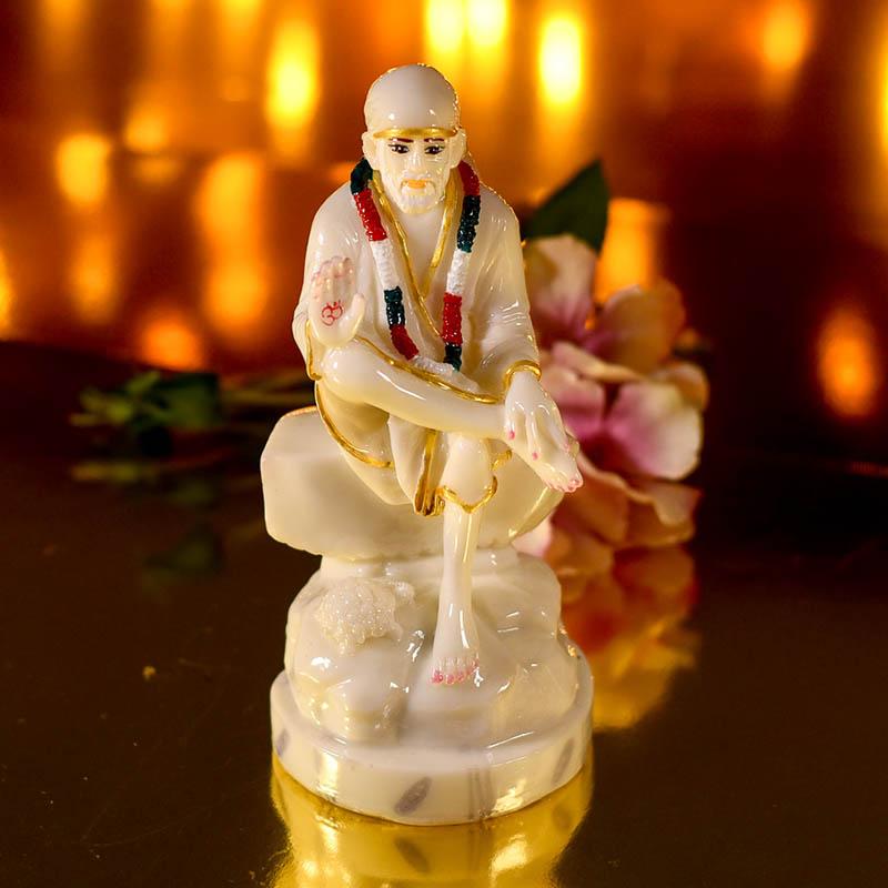 Serene Sai Baba With Colored Mala