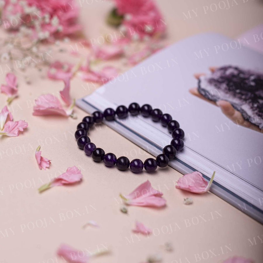 Buy Shubhanjali Healing Crystal Amethyst Bracelets 8 MM (24 Beads) Reiki  Amethyst Stone Adjustable Round Beads Bracelet for Girls Women Couple  Valentine's Love Gift at Amazon.in