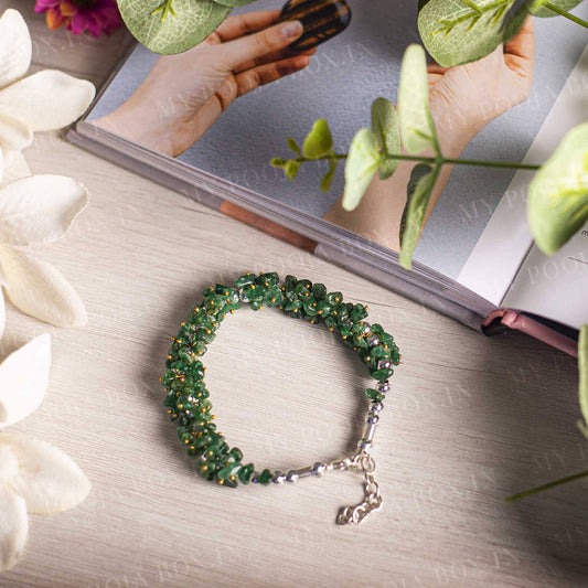 Rose Quartz Green Jade Combination Bracelet With Budhha Charm - Remedywala