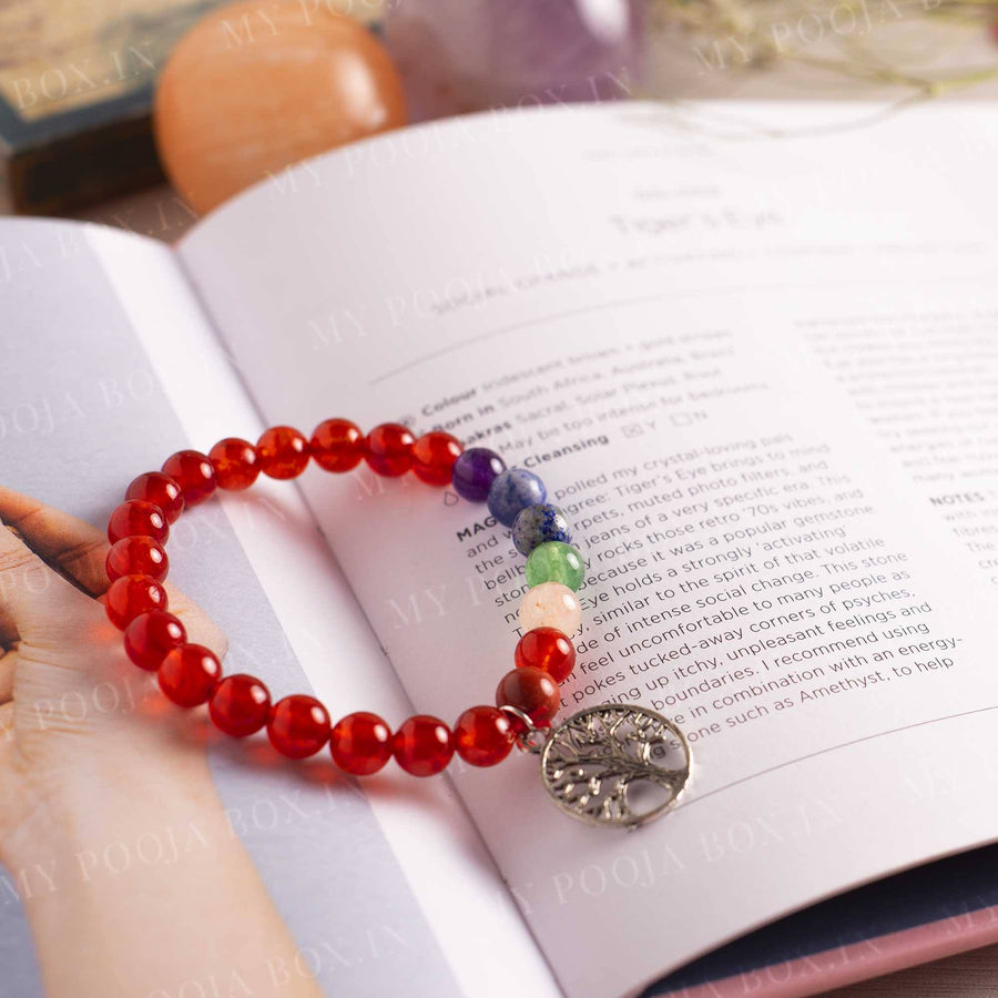 Natural Carnelian Gemstone Bracelet With Charms