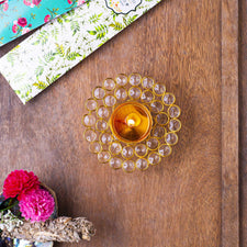 Crystal Embellished Brass Diya