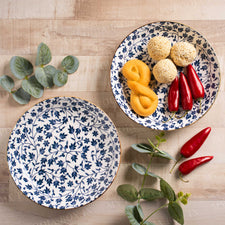 Handmade Printed Leafy Quarter Plates (Set of 2)