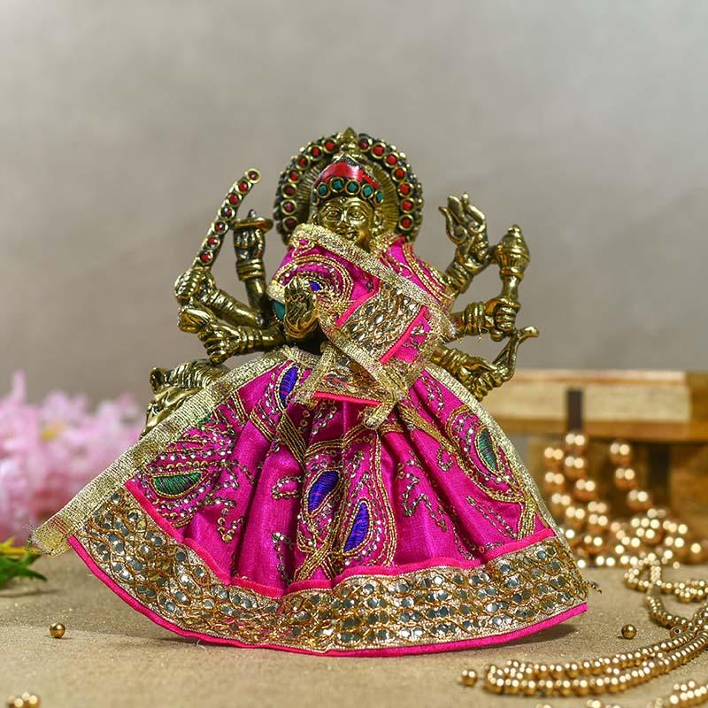 Aditri creation, Durga devi dress, 2 set of durga devi dress beads/diamonds  (Orange/Green) - Walmart.com