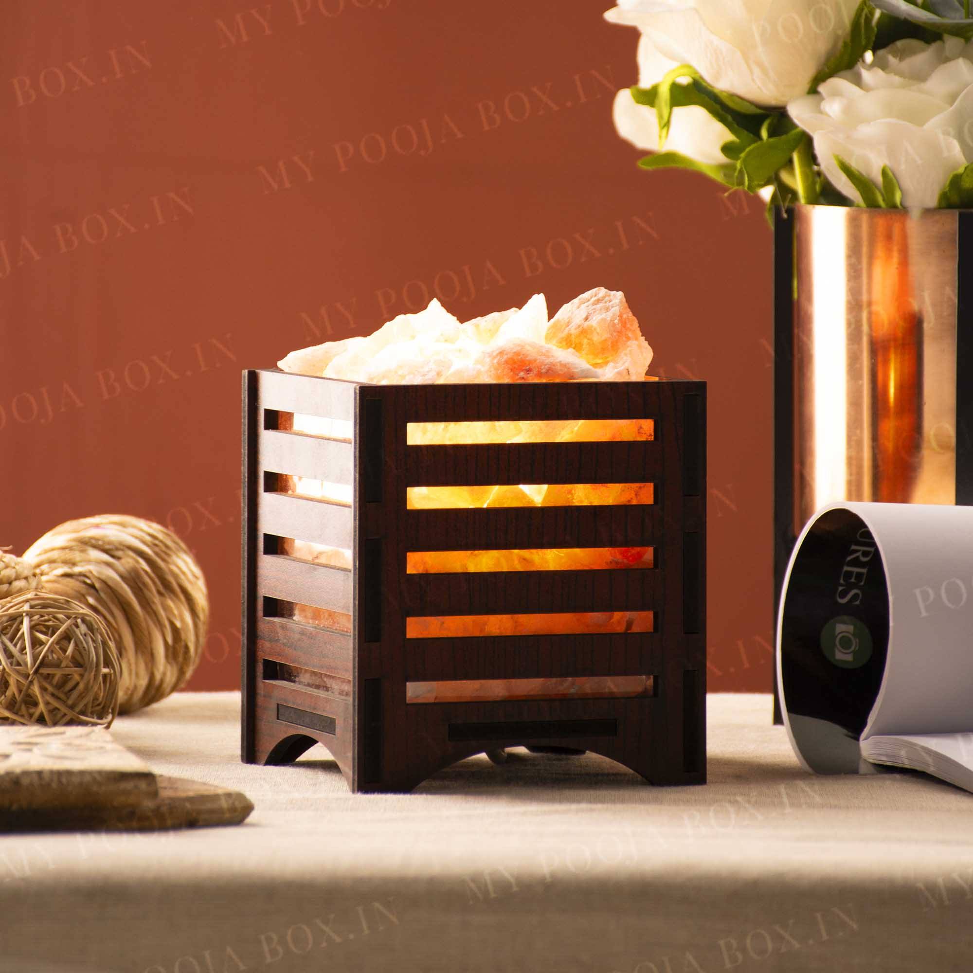 Rectangle Plywood Himalayan Salt Lamp Basket