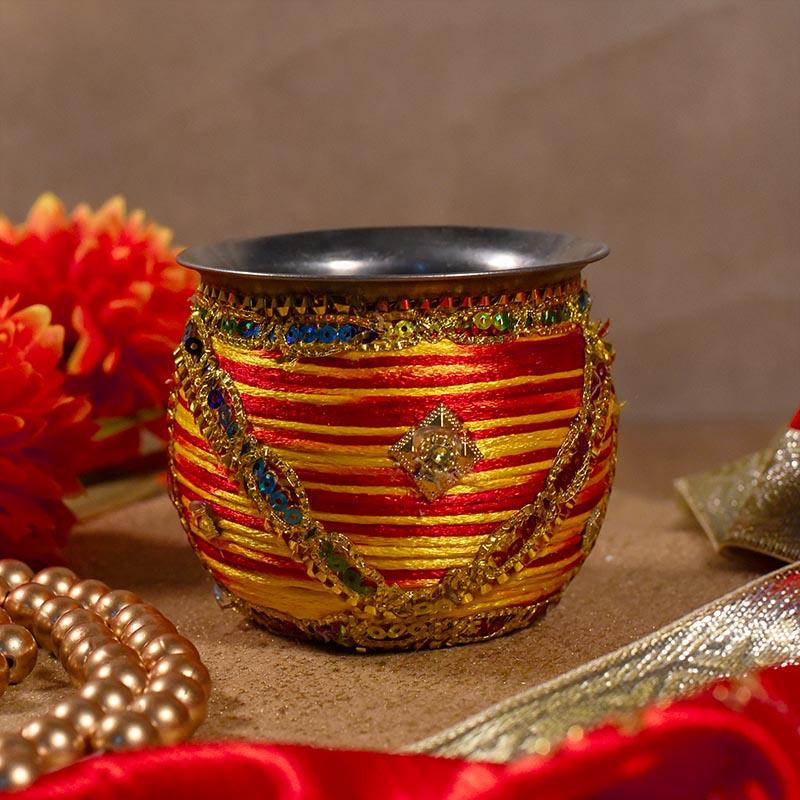 Silk Thread Covered Decorative Lota