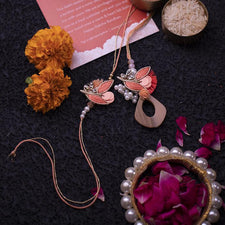 Embellished Tangerine Bhaiya Bhabhi Rakhi