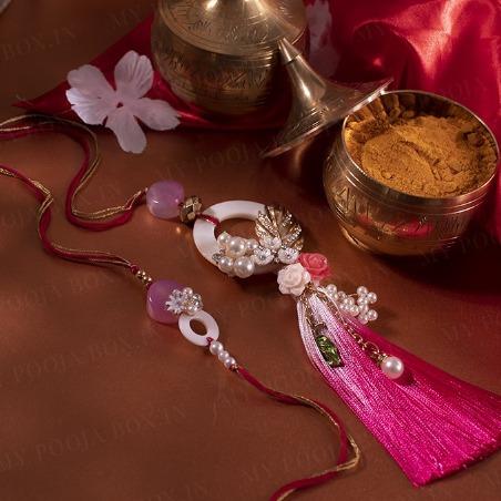 Delightful Tassel Bhaiya Bhabhi Rakhi Set