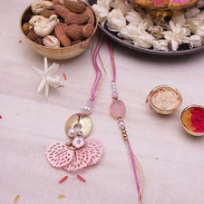 Blush Pink Stone Bhaiya Bhabhi Rakhi