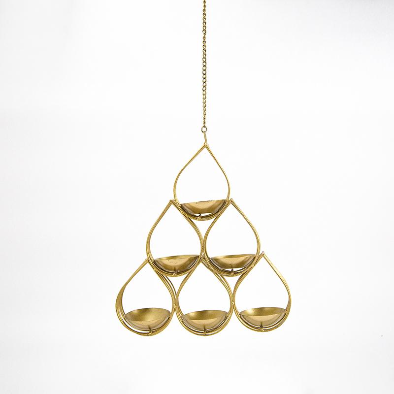 Hanging Golden 3 Tier T-light Holder