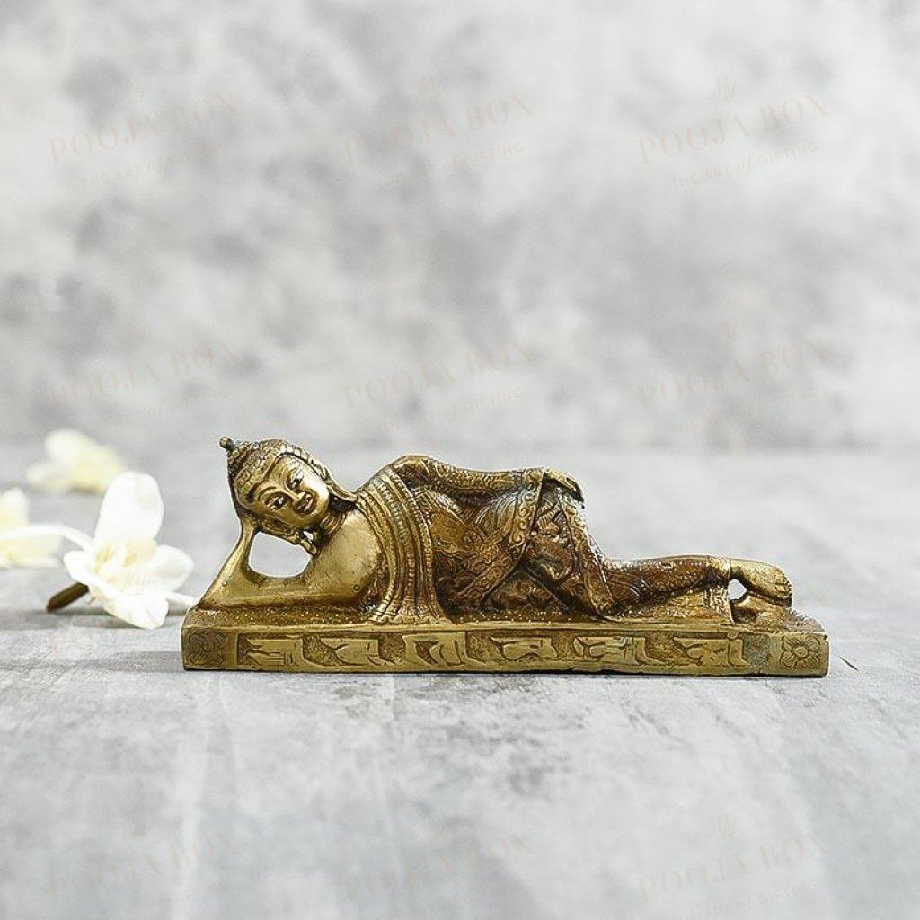 Antique Brass Sleeping Buddha Idol