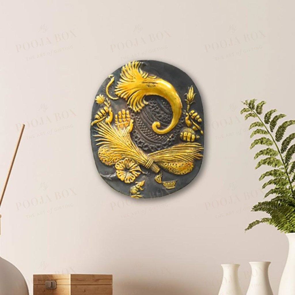 Brass Ganesh Wall Plate