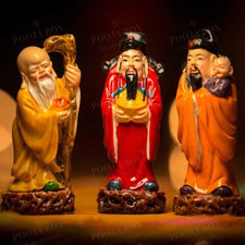 Colourful Feng Shui Fuk Luk Sau Clay Statue