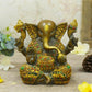 Exquisite Stone Work Brass Ganesh Idol Idol