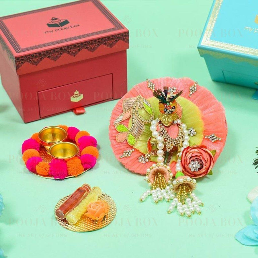 Floral Ravishing Laddu Gopal Janmashtami Box Pooja Boxes