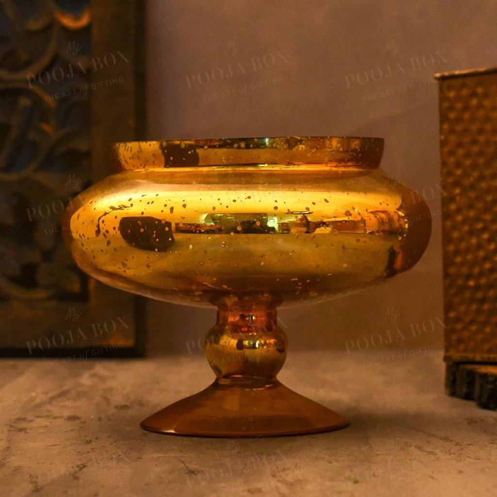 Honey Gold Foil Flower Vase Candle Holder