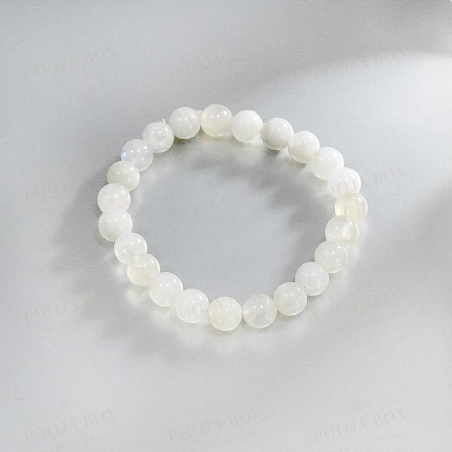 Pale Blue Moonstone Bracelet Natural Round Gemstone Beads  Etsy