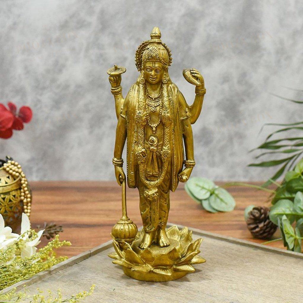 Standing Brass Lord Vishnu Idol/Murti