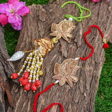 Zari Sequins Beads Ornate Bhaiya Bhabhi Rakhi